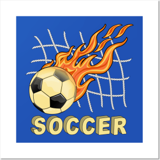 Soccer Ball On Fire Posters and Art